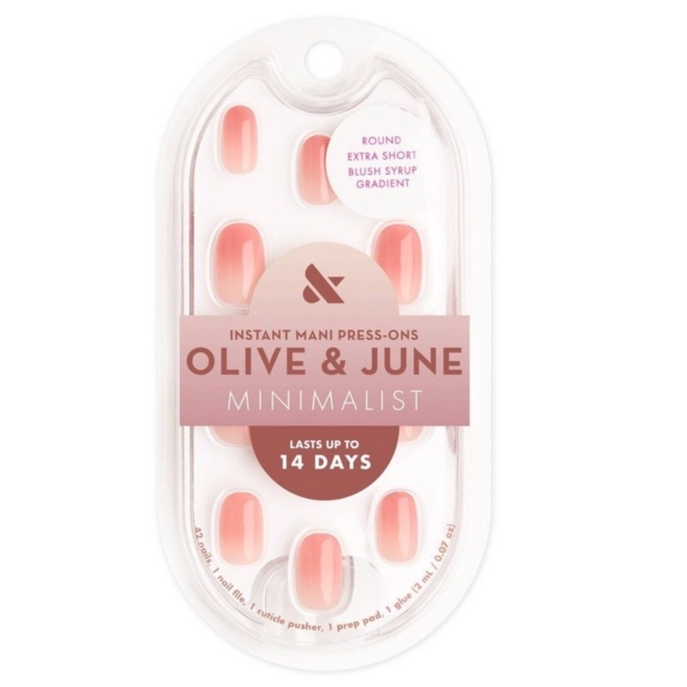 Olive & June Blush Syrup Gradient Extra Short Round Press-On Nails New